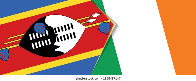 Swasiland und Irland Flaggen, zwei Vektorflaggen Symbol für Beziehung oder Konfrontation.