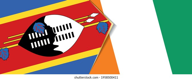 Banderas de Suazilandia y Costa de Marfil, dos banderas vectoriales símbolo de relación o enfrentamiento.