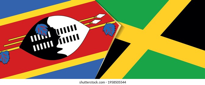 Swaziland and Jamaica flags, two vector flags symbol of relationship or confrontation.