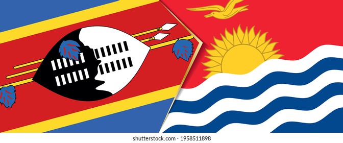 Swaziland and Kiribati flags, two vector flags symbol of relationship or confrontation.