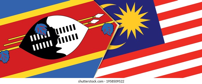 Banderas de Swazilandia y Malasia, dos banderas vectoriales símbolo de relación o enfrentamiento.