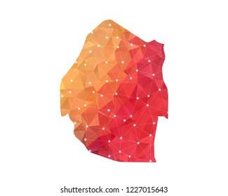 Swaziland Map - Abstract geometric rumpled triangular low poly style gradient graphic on white background , line dots polygonal design for your . Vector illustration eps 10.