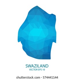 Swaziland map - blue geometric rumpled triangular low poly style gradient graphic background , polygonal design for your . Vector illustration eps 10.