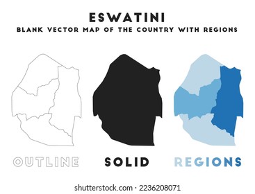 Swaziland map. Borders of Eswatini for your infographic. Vector country shape. Vector illustration.