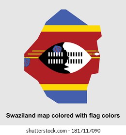Mapa de Suazilandia coloreado con colores de bandera ilustraciones vectoriales aisladas