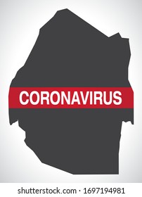 Swaziland map with Coronavirus warning illustration