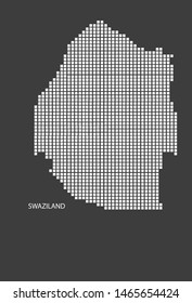 Swaziland map design white square, black background with flag Swaziland.