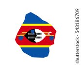 Swaziland map and flag in white background