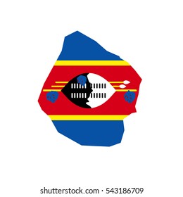 Swaziland map and flag in white background