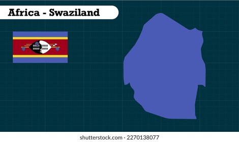 Swaziland Map, Swaziland map flat chart vector illustration, Swaziland Africa Flag, Swaziland Africa map vector illustration on blue background