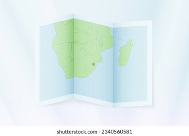 Swaziland map, folded paper with Swaziland map. Vector illustration.