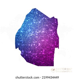 Swaziland map in geometric wireframe blue with purple polygonal style gradient graphic on white background. Vector Illustration Eps10.