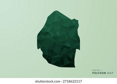 Mapa da Suazilândia - Ilustração de vetor estilo polígono verde, baixo design geométrico poly com silhueta limpa no fundo verde suave.
