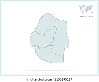 Swasiland Karte grüne Vektorgrafik auf weißem Hintergrund.