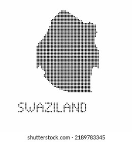 Mapa de Suazilandia con textura gruesa en estilo de punto. Ilustración vector abstracta de un mapa de país con efecto de medio tono para infografía. 