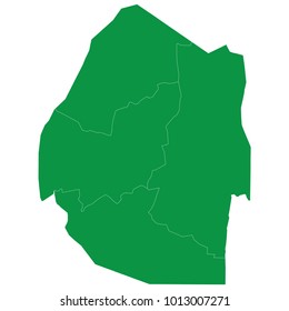 Swaziland map isolated on transparent background. high detailed Green map of Swaziland. Vector illustration eps 10. Blank Green similar Swaziland map isolated on white background.