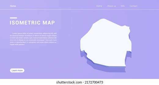 Mapa de Suazilandia de ilustración vectorial púrpura isométrica. Plantilla de diseño de banners Web.