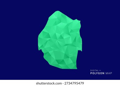 Mapa de Suazilandia - bajo Vector de polígono polivinílico, silueta triangulada geométrica en tonos verdes y azules, estilo moderno limpio, fondo aislado para uso infográfico.