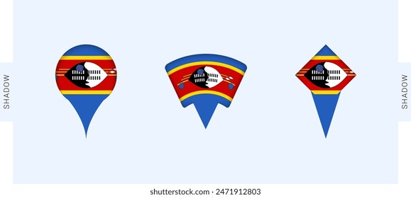 Swaziland Map Markers Set. Perfect for projects related to Swaziland, travel, geography, and international representation. Vector collection.