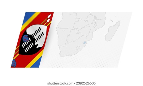 Mapa de Suazilandia en un estilo moderno con la bandera de Suazilandia en el lado izquierdo. Ilustración vectorial de un mapa.