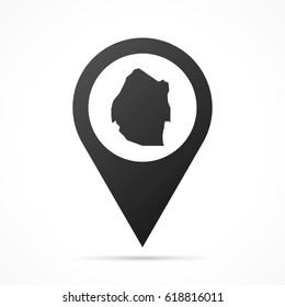 Swaziland Map on location pin. Map pointer isolated on a white background.
Conceptual vector illustration.