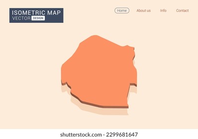Suazilandia mapea el naranja con vector isométrico.
