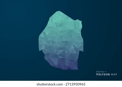 Mapa de Suazilandia - Ilustración vectorial de estilo polígono con degradado azul azulado, diseño geométrico de bajo contenido de polietileno, inspirado en la Tecnología digital y silueta limpia sobre fondo oscuro.