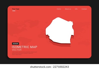 Suazilandia mapea el rojo aislado en el fondo oscuro con una ilustración vectorial isométrica del mapa 3d.