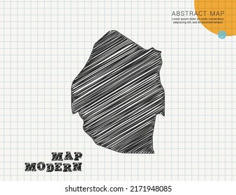 Mapa de Suazilandia de la silueta negra vectorial dibujo a mano dibujado en papel de cuadrícula usado para notas o decoración.