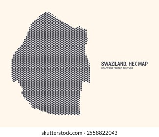 Swaziland Map Vector Hexagonal Halftone Pattern Isolate On Light Background. Hex Texture in the Form of Map of Eswatini. Modern Technologic Military Contour Map for Design or Business Projects