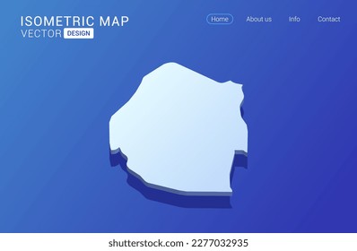 Swaziland map white on blue background with isolated 3D isometric concept vector illustration.