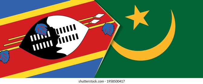Swaziland and Mauritania flags, two vector flags symbol of relationship or confrontation.