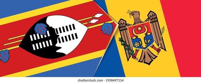 Banderas de Swazilandia y Moldavia, dos banderas vectoriales símbolo de relación o enfrentamiento.