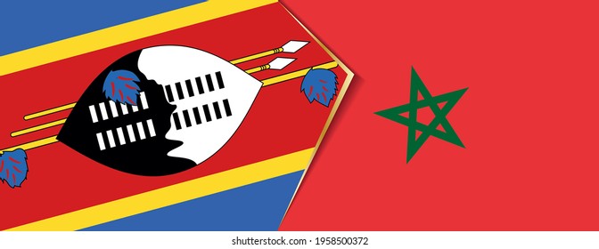 Swaziland and Morocco flags, two vector flags symbol of relationship or confrontation.