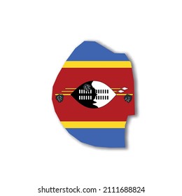 Swaziland national flag in a shape of country map