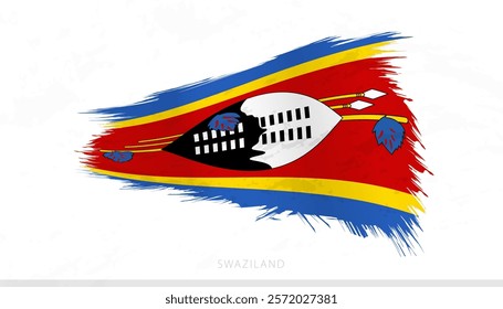 Swaziland National Flag with Textured Brush Strokes. Artistic Brush Stroke Design.