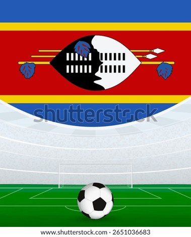 Swaziland National Football Theme, Stadium and Soccer Ball. Soccer Match Concept in Swaziland. Ideal for use in sports event promotions, football themed designs, and tournament advertisements.