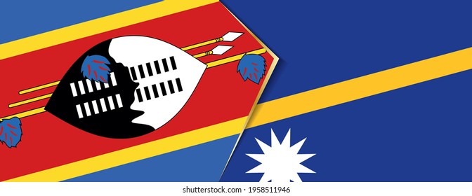 Swaziland and Nauru flags, two vector flags symbol of relationship or confrontation.