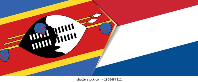 Swaziland and Netherlands flags, two vector flags symbol of relationship or confrontation.