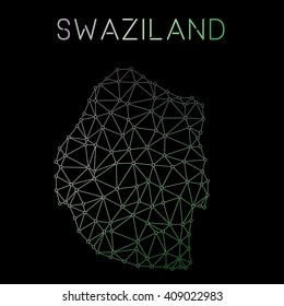 Swaziland network map. Abstract polygonal Swaziland network map design. Map of Swaziland network connections. Vector illustration.