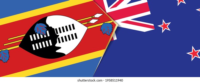 Swaziland and New Zealand flags, two vector flags symbol of relationship or confrontation.