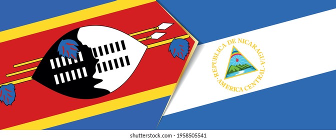 Swaziland and Nicaragua flags, two vector flags symbol of relationship or confrontation.
