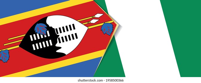 Swaziland and Nigeria flags, two vector flags symbol of relationship or confrontation.