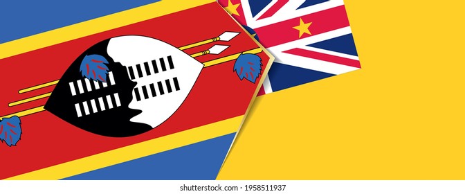 Swaziland and Niue flags, two vector flags symbol of relationship or confrontation.