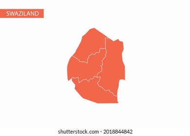 Mapa anaranjado de Suazilandia, vector detallado.