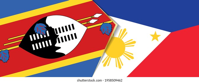 Swaziland and Philippines flags, two vector flags symbol of relationship or confrontation.