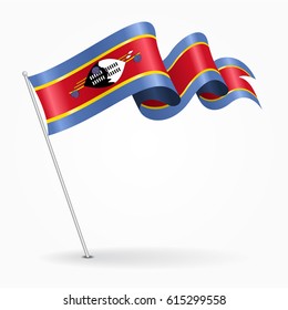 Swaziland pin icon wavy flag. Vector illustration.