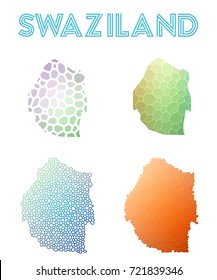 Swaziland polygonal map. Mosaic style maps collection. Bright abstract tessellation, geometric, low poly, modern design. Swaziland polygonal maps for infographics or presentation.