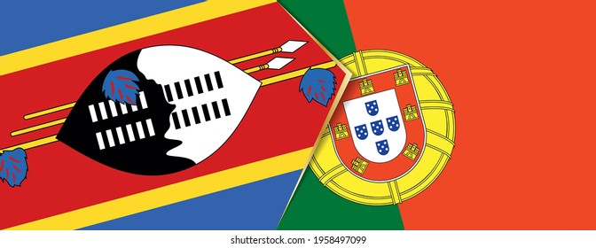 Swaziland and Portugal flags, two vector flags symbol of relationship or confrontation.