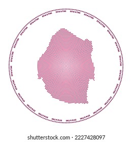 Swaziland round logo. Digital style shape of Swaziland in dotted circle with country name. Tech icon of the country with gradiented dots. Amazing vector illustration.